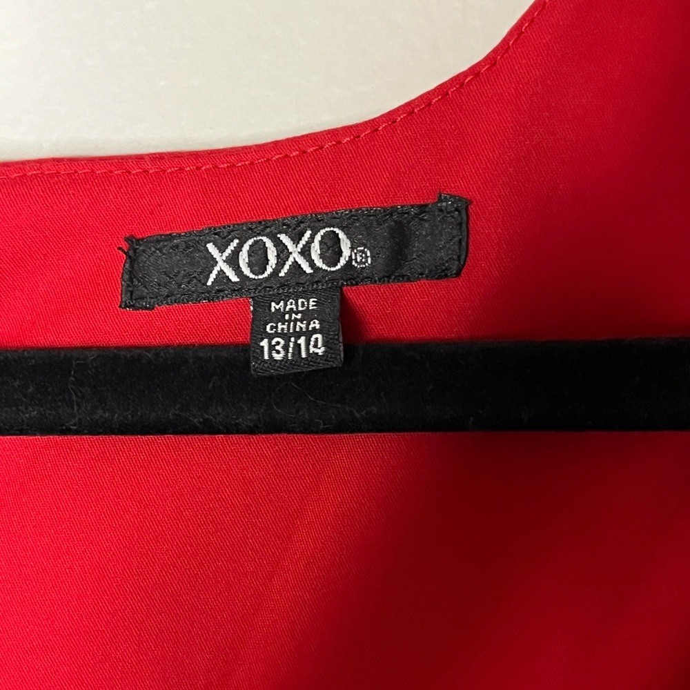 Coquette Girl XOXO Red Square Neck Cap Sleeve Above The Knee Dress Sz 13/14 NWT - Picture 4 of 7
